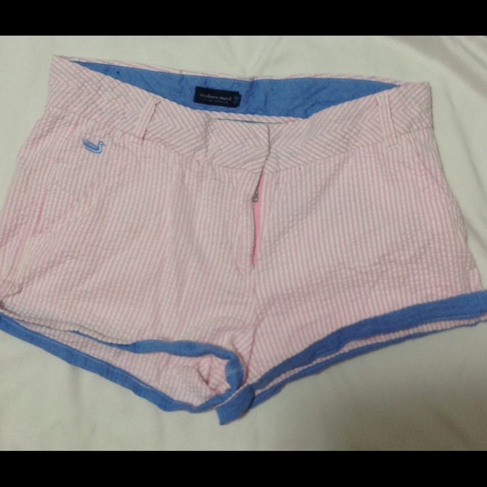 Pink seersucker shorts